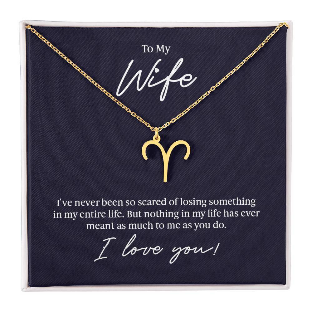 To My Wife Loss Sympathy Aries Zodiac Necklace Gold Tone Standard Box